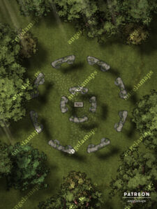 Magical forest clearing stonehenge style battle map