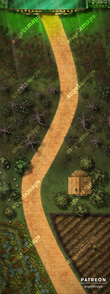 Yellow brick road from the wizard of oz battle map for TTRPGs