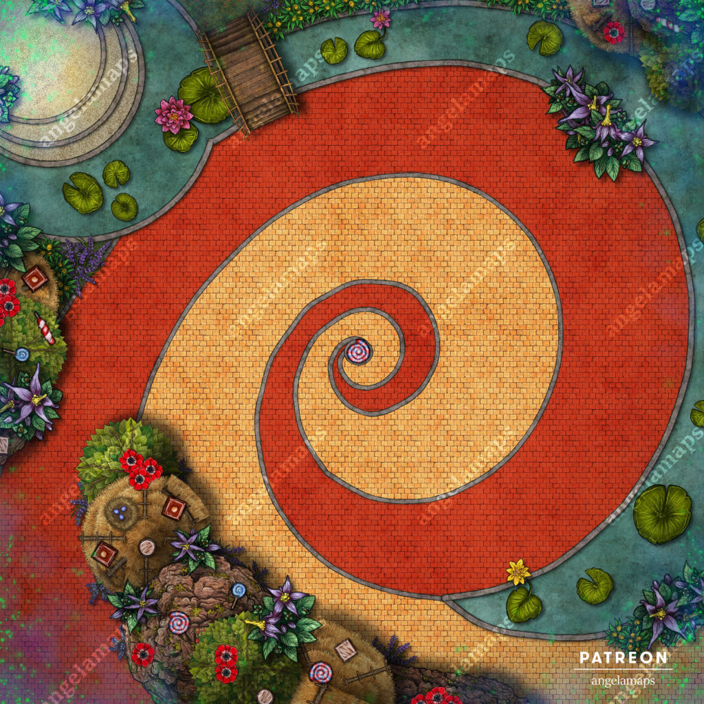 Yellow brick road in Oz battle map for TTRPGs