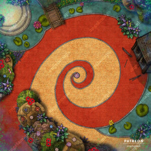 Yellow brick road in Munchkinland battle map for TTRPGs
