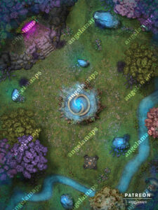 Beautiful fey or elven scene with a portal battle map