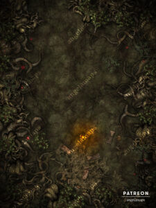 Burrow animated battle map - deep cave burrow nest for creature (camp version)