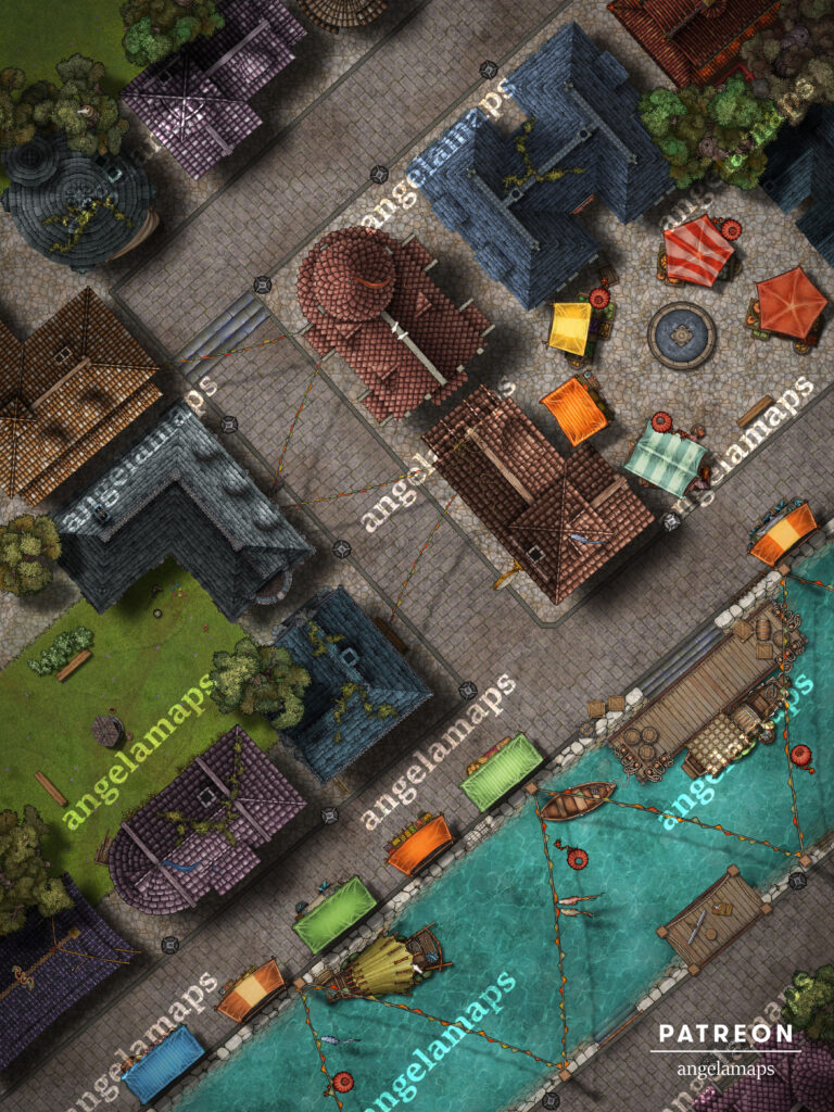 City streets with a canal battle map, animated