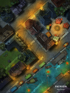 City streets with a canal battle map, animated