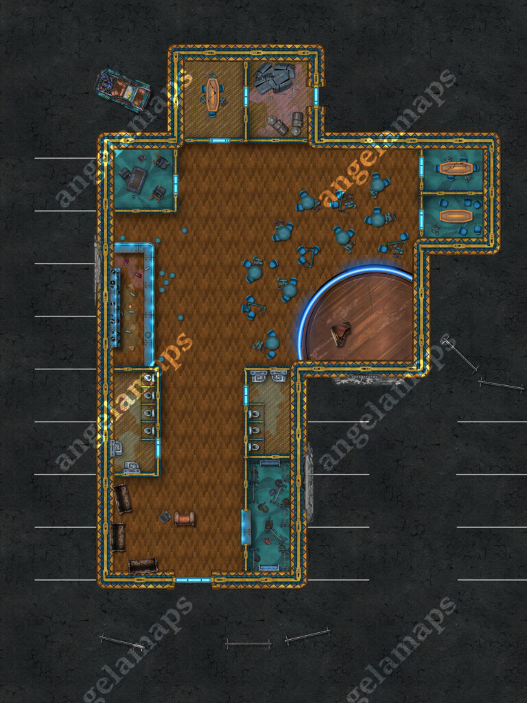 The Lounge - destroyed/tossed versions of a night club battle map
