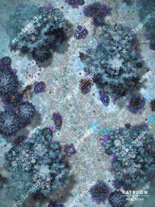 Sugar Plum Forest (ice blue) - magical candied christmasy forest battle map
