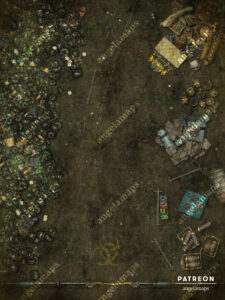 Toxic junk yard trash heap animated modern or sci-fi battle map