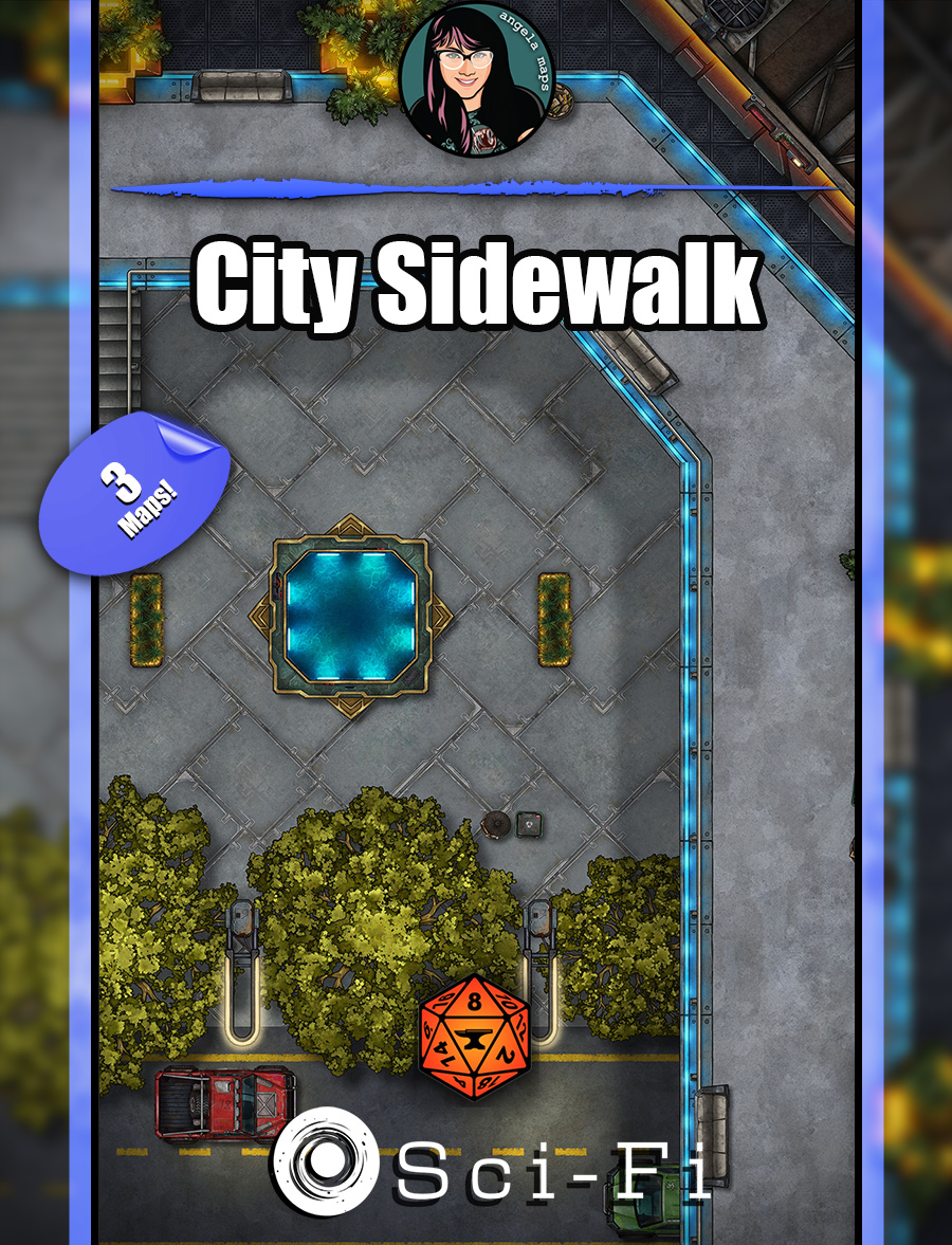 City Sidewalk- battle map pack with Foundry VTT