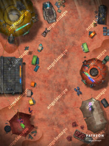 Sci-Fi aniamted battle map trading post for TTRPGs