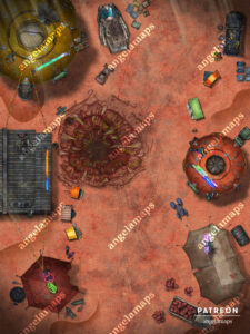 Sci-Fi aniamted battle map trading post for TTRPGs